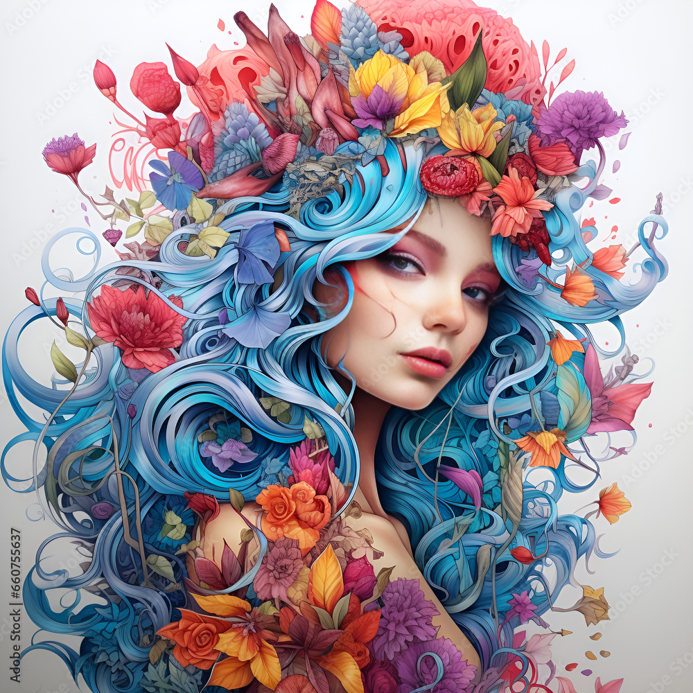 girl with flowers girl with flowers