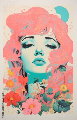 Girl's face sloe up poster Vintage style artwork — poster