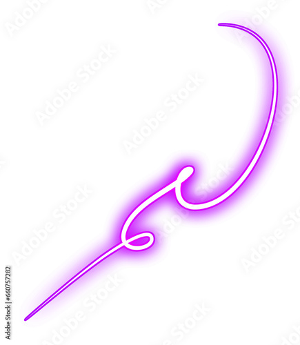Purple Glowing Neon Swirl Light Design Element