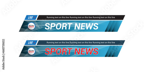 Lower third template for TV banners, bars for live news and sport channels, streaming and broadcasting. Collection of lower third for video editing isolated on white background. Vector	