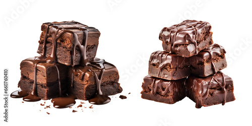Chocolaty Brownie Bites, transparent background, isolated image, generative AI 