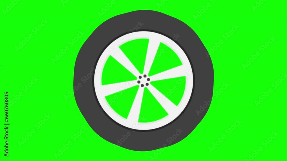 2D Animation of Tires Isolated On Green Background 2D Animation of Tires Isolated On Green Background