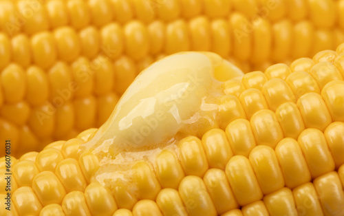 Butter melts on corn cobs