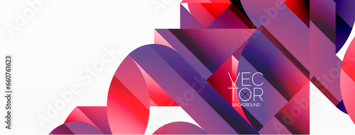 Abstract masterpiece formed by delicate interplay of circles, squares, and triangles. Geometric elements converge in harmonious chaos, evoking sense of modern creativity. Symphony of shapes