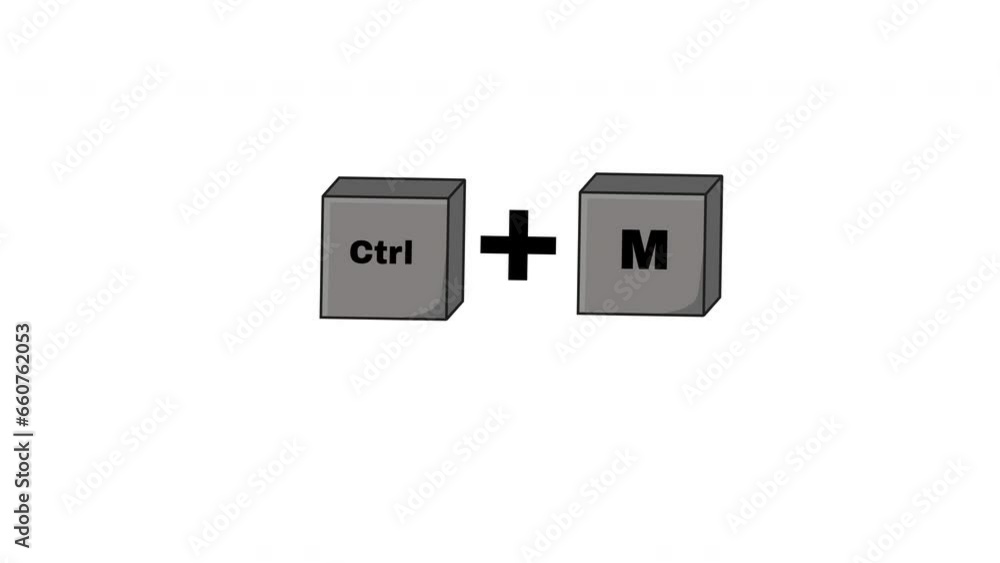 Animation of the CTRL key and M key on the keyboard Animation of the CTRL key and M key on the keyboard