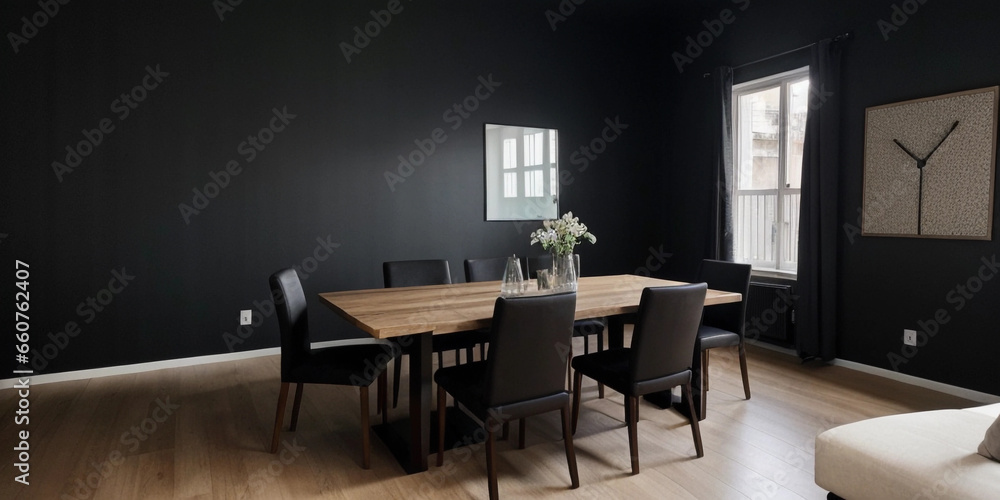 Luxury dining room, modern dining interior design with luxury dark concept