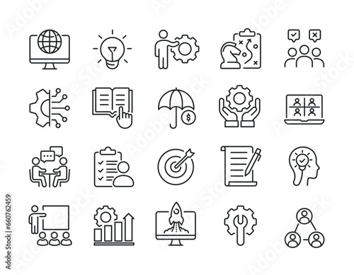 Workshop line icons. Editable stroke. For website marketing design, logo, app, template, ui, etc. Vector illustration.