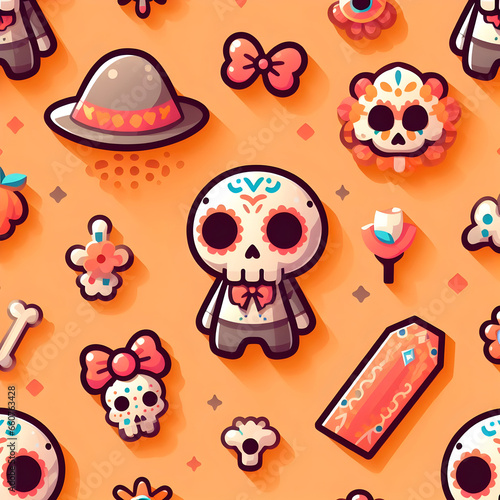 Day of the Dead flat pattern design