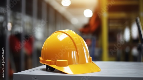 Construction helmet on a construction site
