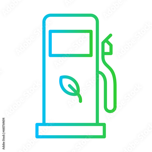 Bio fuel green city icon with blue and green gradient outline style. energy, bio, fuel, environment, industry, technology, biofuel. Vector Illustration