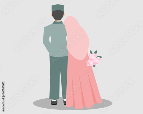 Cute Muslim Wedding Couple Illustration