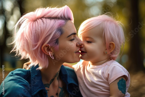 Lesbian Mother at the park - ai generated