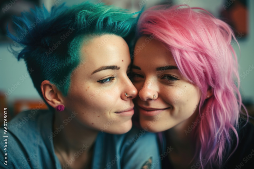 Lesbians at the couch -ai generated