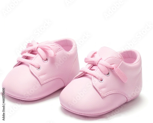 Pink Baby Shoes on a Clean Plain White Background - Adorable Footwear for Little Ones