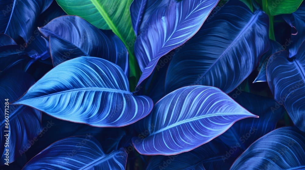 Houseplant striking blue tropical leaves