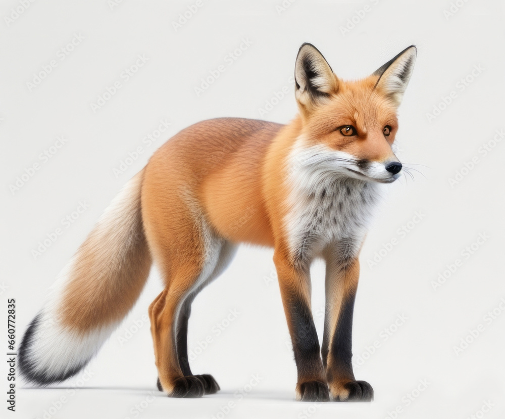 Obraz premium Majestic Fox on a Clean Plain White Background