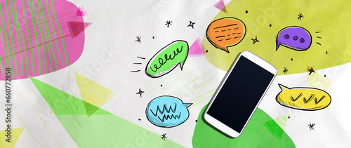 Speech bubbles and a smartphone - Photo collage