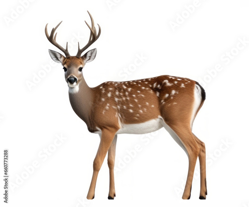 Graceful Deer on a Clean Plain White Background - Capturing the Beauty of Wildlife
