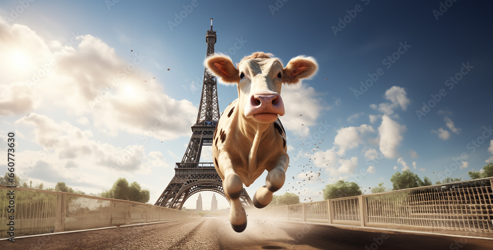 pascal zembra a realistic picture of a cow with the exact face - obrazy, fototapety, plakaty 