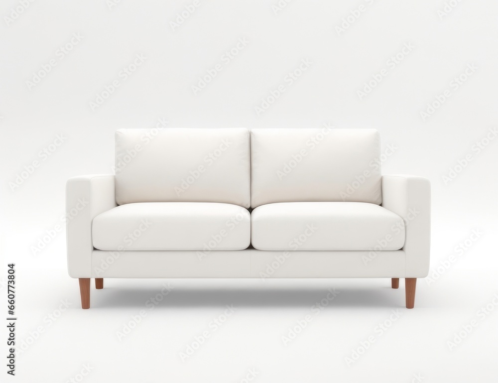 White Sofa with Wooden Legs on a Clean Plain White Background - Sofa Mockup Design White Sofa with Wooden Legs on a Clean Plain White Background - Sofa Mockup Design