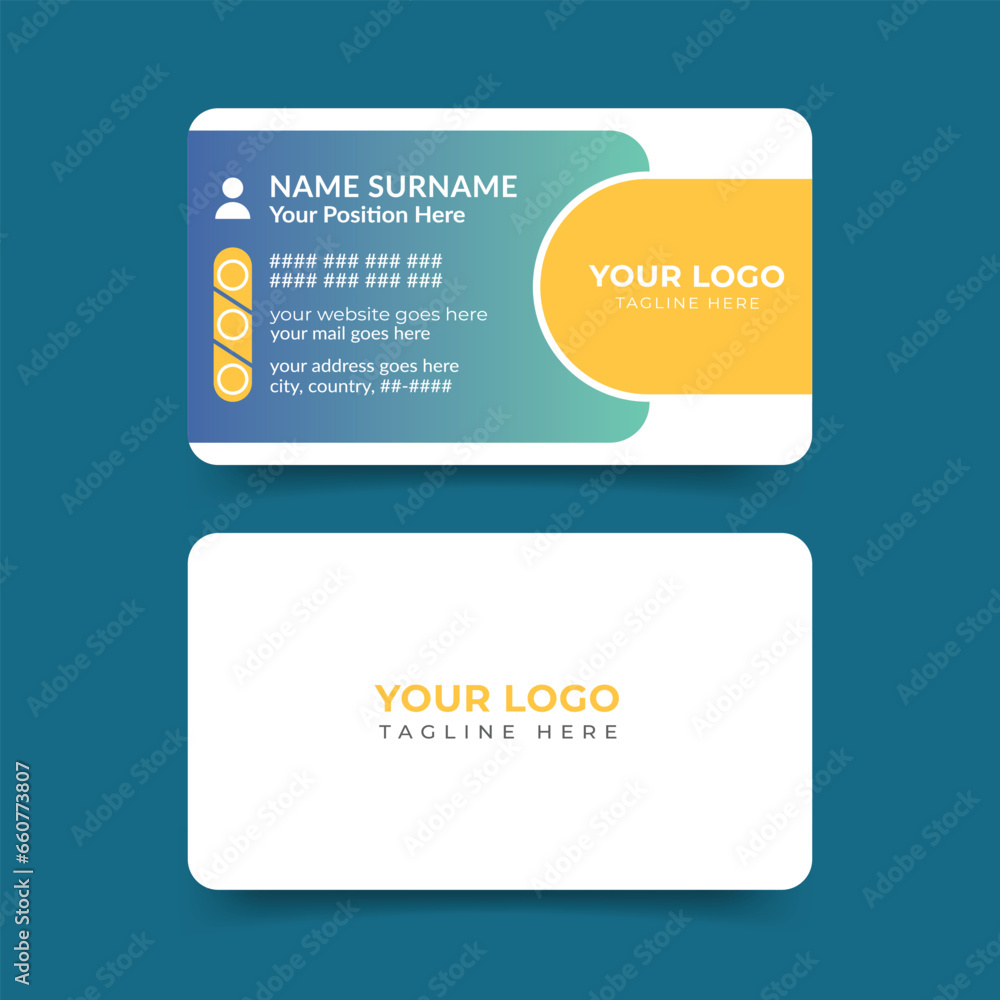 Healthcare medical doctor business card template design in front and back view.	
