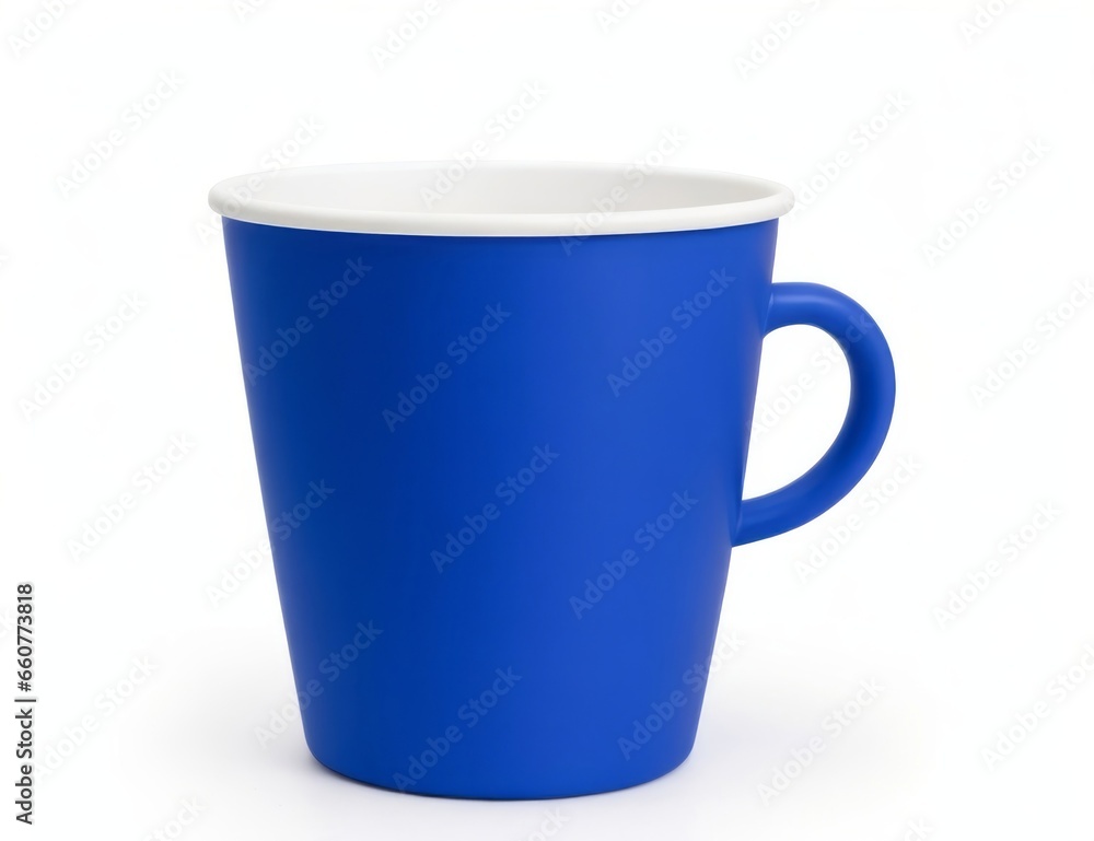 Blue Cup on a Clean Plain White Background Blue Cup on a Clean Plain White Background