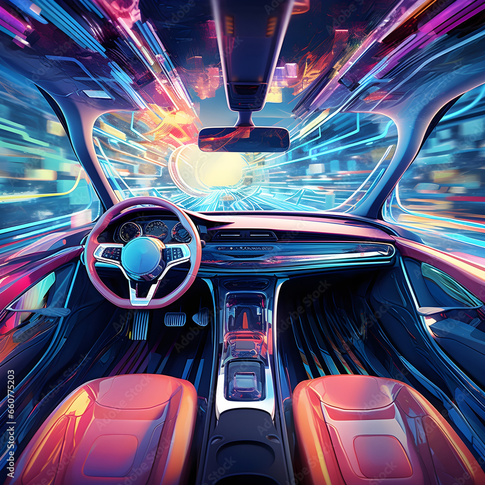 A Thrilling Image Captured From The Interior Of A Futuristic Autonomous ...