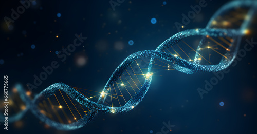DNA helix on dark blue background with copy space