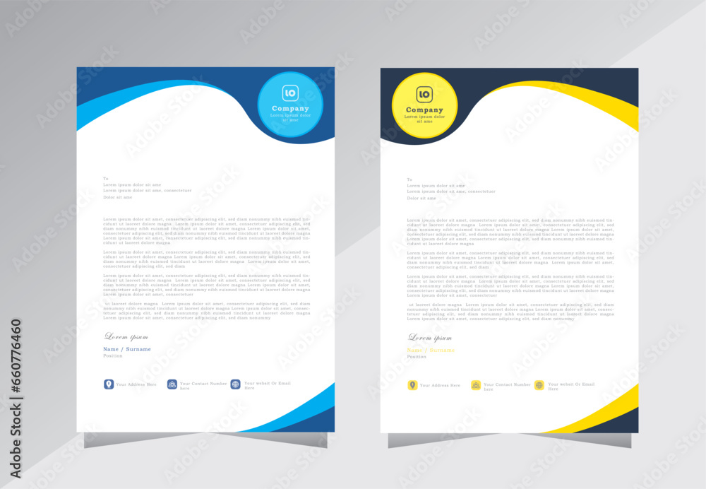 letterhead template, letterhad design for your business and company, yellow, blue and black color letter head, vector eps 10 letterhead template, letterhad design for your business and company, yellow, blue and black color letter head, vector eps 10