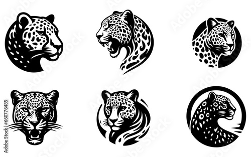Leopard logo vector illustration black color white background