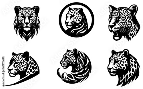 Leopard logo vector illustration black color white background