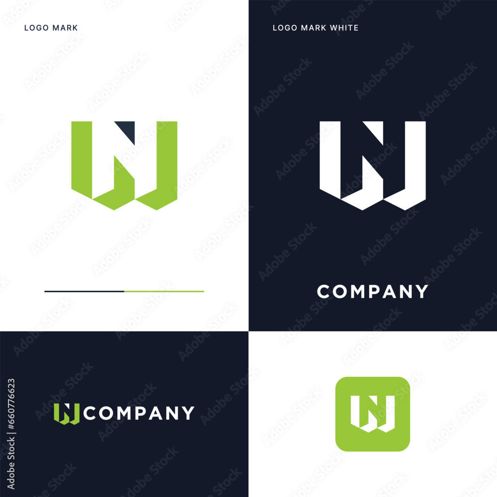 Obraz premium W N logo Vector Icon Illustration Design