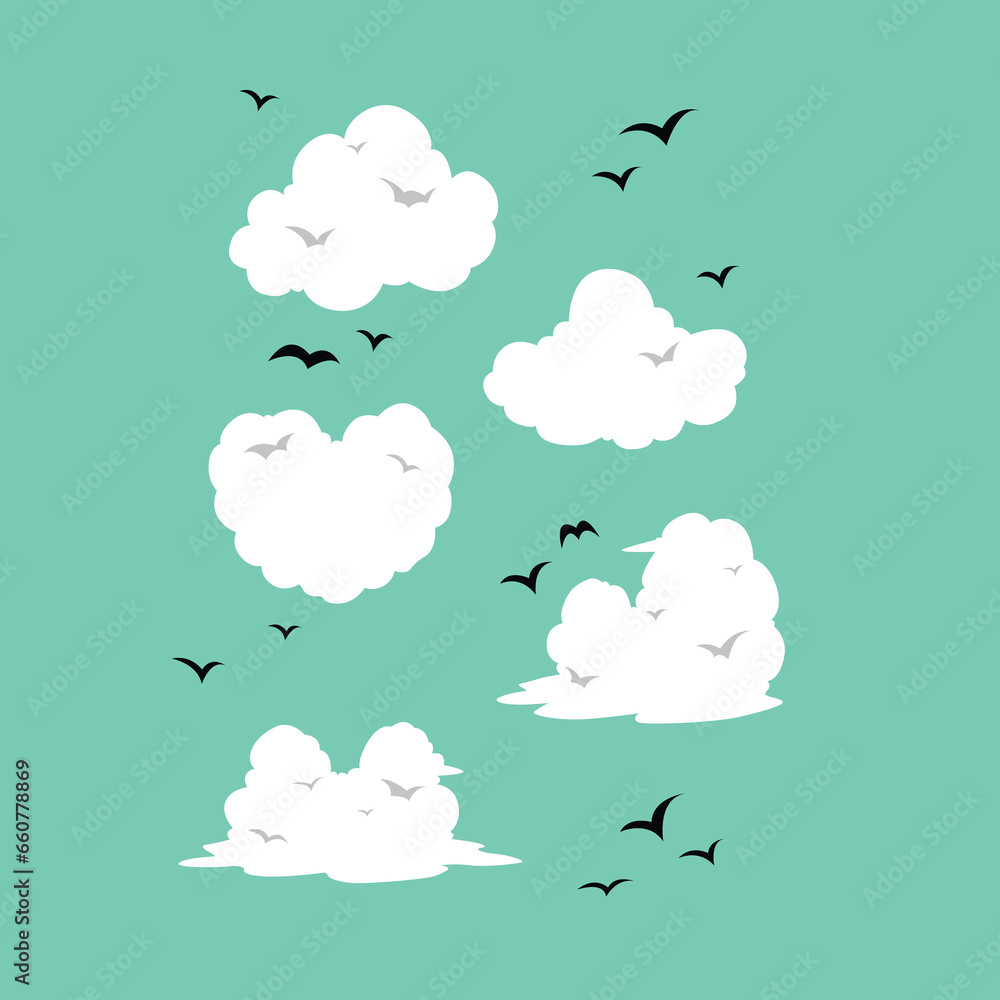 Fototapeta premium Natural simple white clouds shape in the blue sky