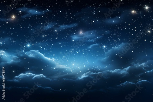 Bright shining stars in the night sky. Generative AI