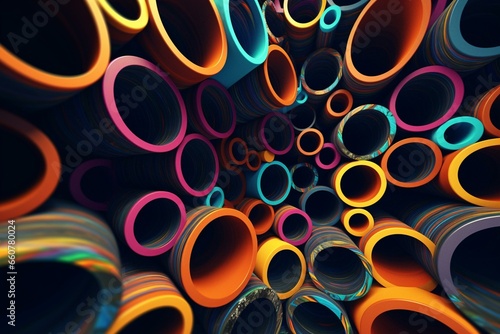 Abstract background with colorful black hole pipes. Generative AI