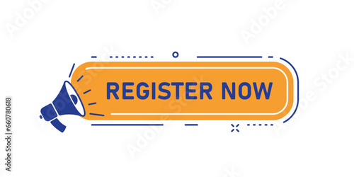 Register now button Ui design element for website with megaphone