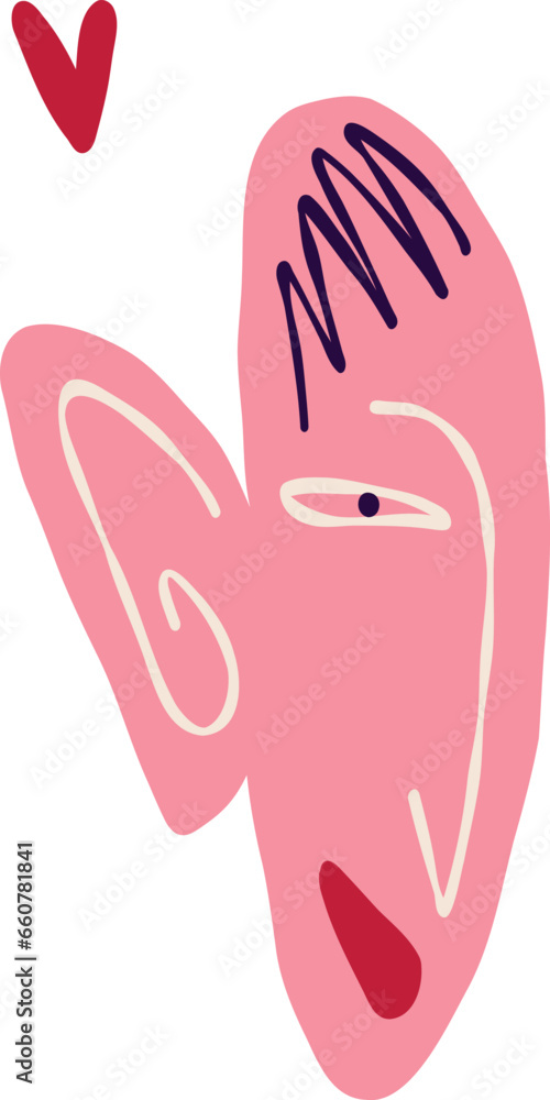 Cool aesthetic lovely face. Illustration in modern childish hand drawn style Cool aesthetic lovely face. Illustration in modern childish hand drawn style