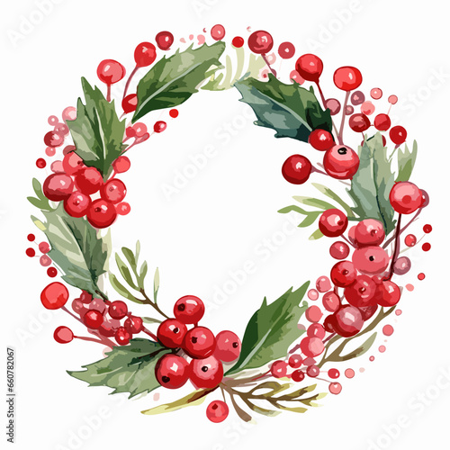 Berry wreath Christmas Card