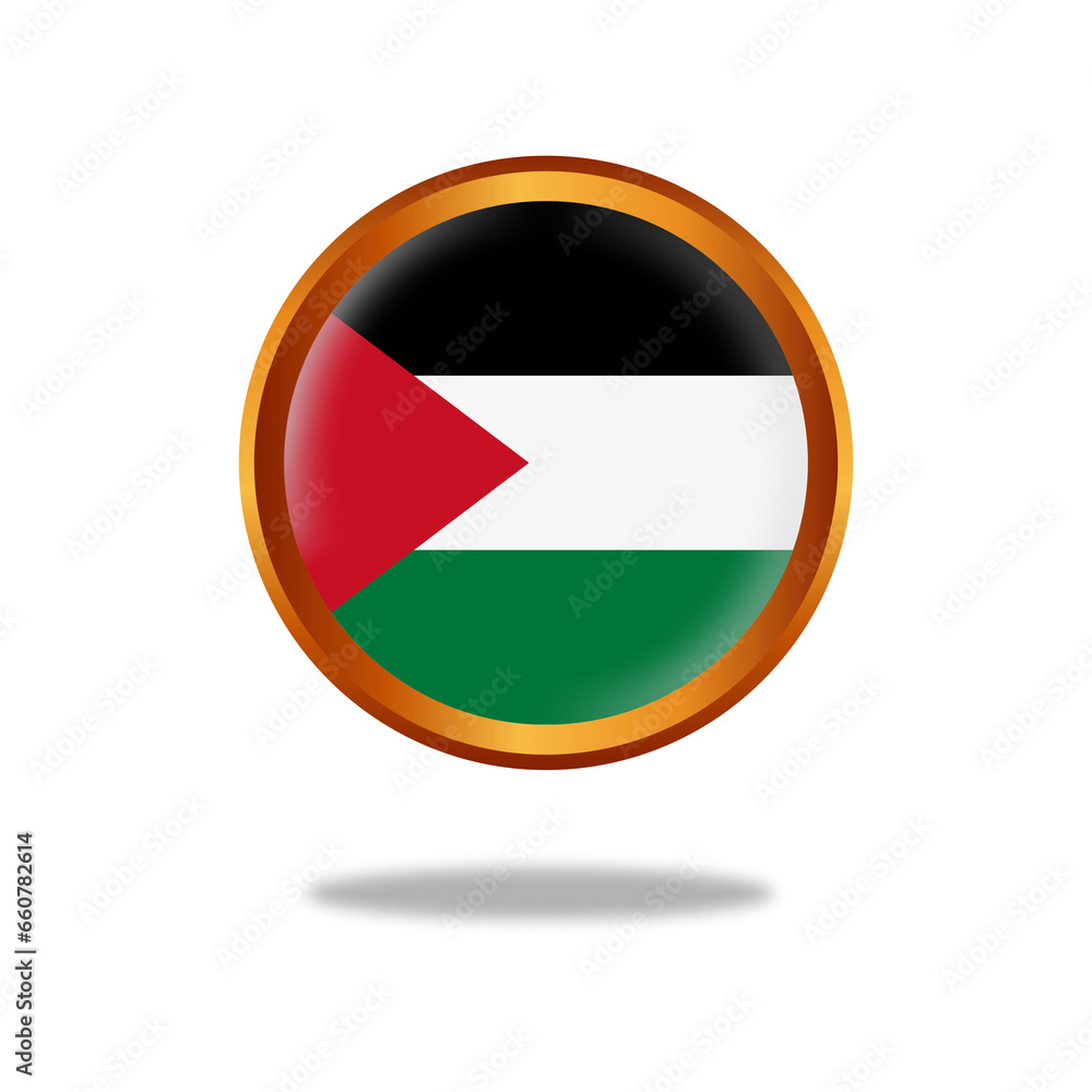 palestinian flag circle with gold frame palestinian flag circle with gold frame