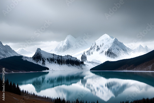 landscape with lake and mountains © Rowshan