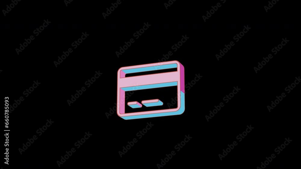 Bright credit card icon is jumping merrily. Retro style. Alpha channel black. Looped from frame 120 to 240, Alpha BW at the end Bright credit card icon is jumping merrily. Retro style. Alpha channel black. Looped from frame 120 to 240, Alpha BW at the end