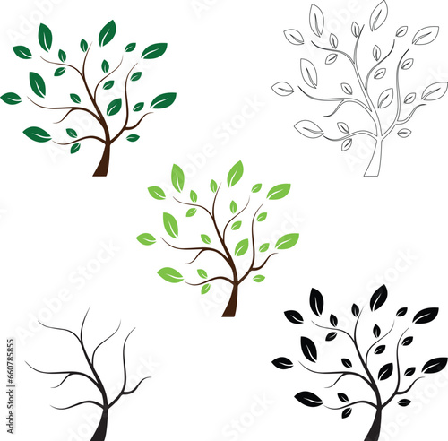 pattern with treetree, leaf, nature, branch, vector, illustration, spring, plant, silhouette, photo