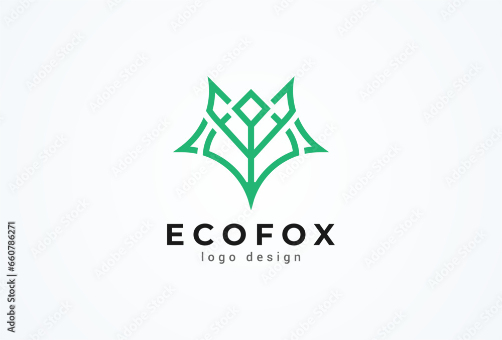 Fox logo design. fox head with abstract Leaf icon combination. vector illustration Fox logo design. fox head with abstract Leaf icon combination. vector illustration