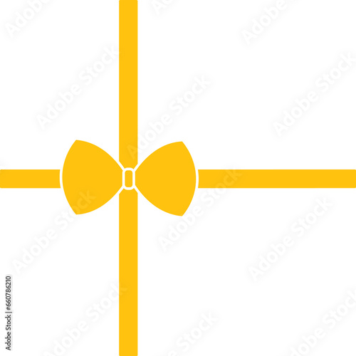 Digital png illustration of tyellow ribbon and bow on transparent background photo