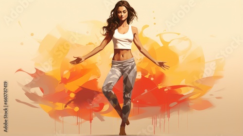 Colorful Woman Exercise and physical fitness cartoon  , Cartoon Graphic Design, Background HD For Designer