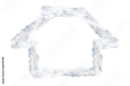 Digital png illustration of house made of cloud on transparent background