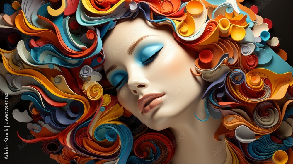 Colorful Woman Sculpture cartoon vector Flat color 2D , Cartoon Graphic Design, Background HD For Designer