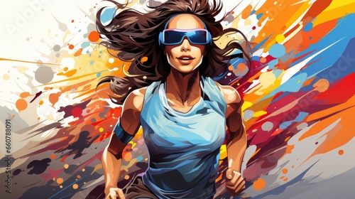 Colorful Woman Sports and athletics cartoon  Cartoon Graphic Design  Background HD For Designer