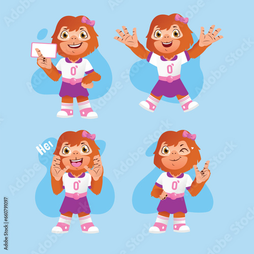 Hand drawn orang utan character collection