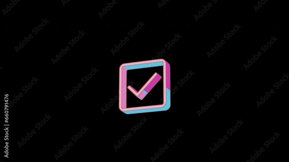 Bright check square icon is jumping merrily. Retro style. Alpha channel black. Looped from frame 120 to 240, Alpha BW at the end Bright check square icon is jumping merrily. Retro style. Alpha channel black. Looped from frame 120 to 240, Alpha BW at the end